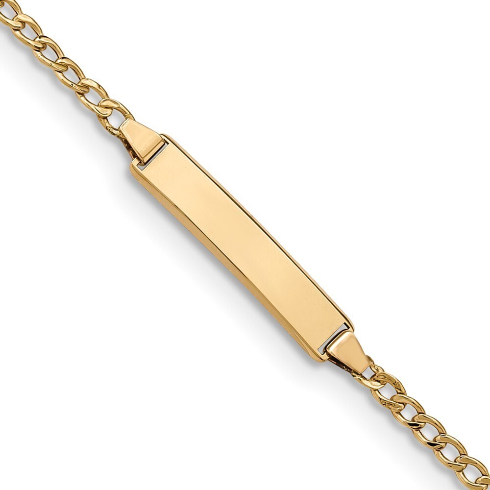 14k Yellow Gold Semi-solid Polished Cuban Id Bracelet